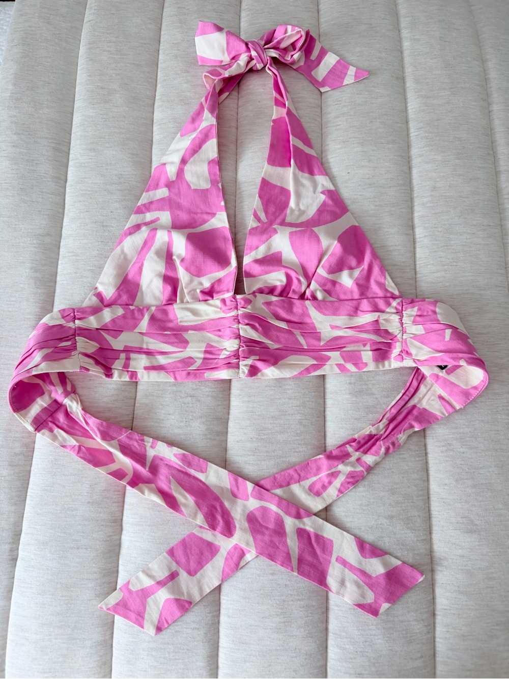 ZARA Pink and White Halter Top XS